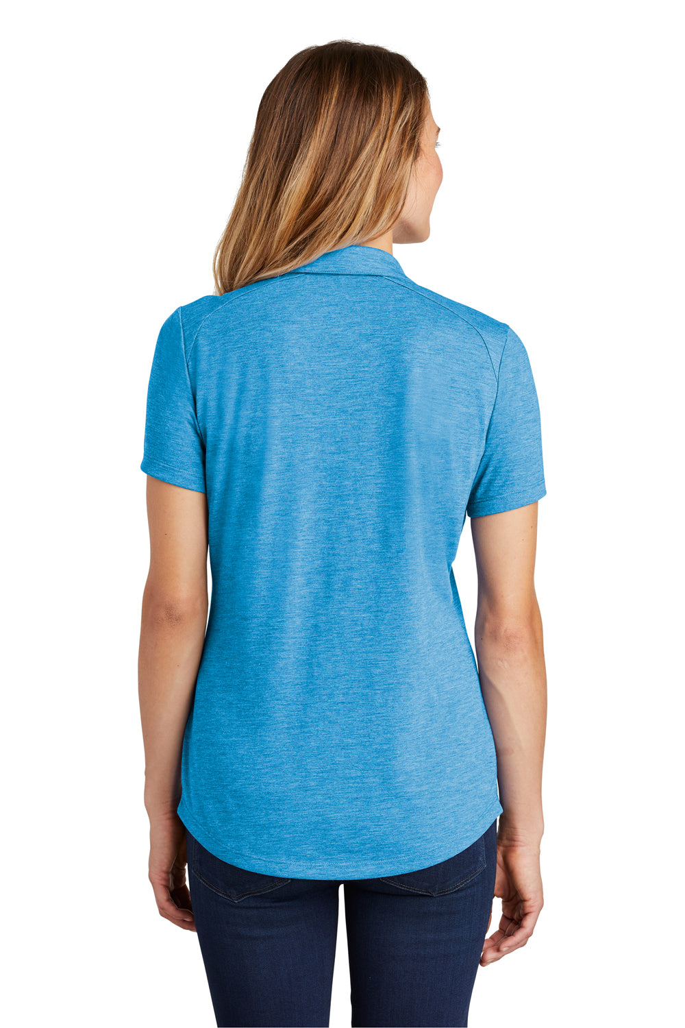 Sport-Tek LST405 Womens Moisture Wicking Short Sleeve Polo Shirt Pond Blue Back