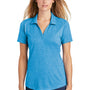 Sport-Tek Womens Moisture Wicking Short Sleeve Polo Shirt - Heather Pond Blue