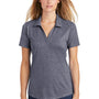 Sport-Tek Womens Moisture Wicking Short Sleeve Polo Shirt - Heather True Navy Blue