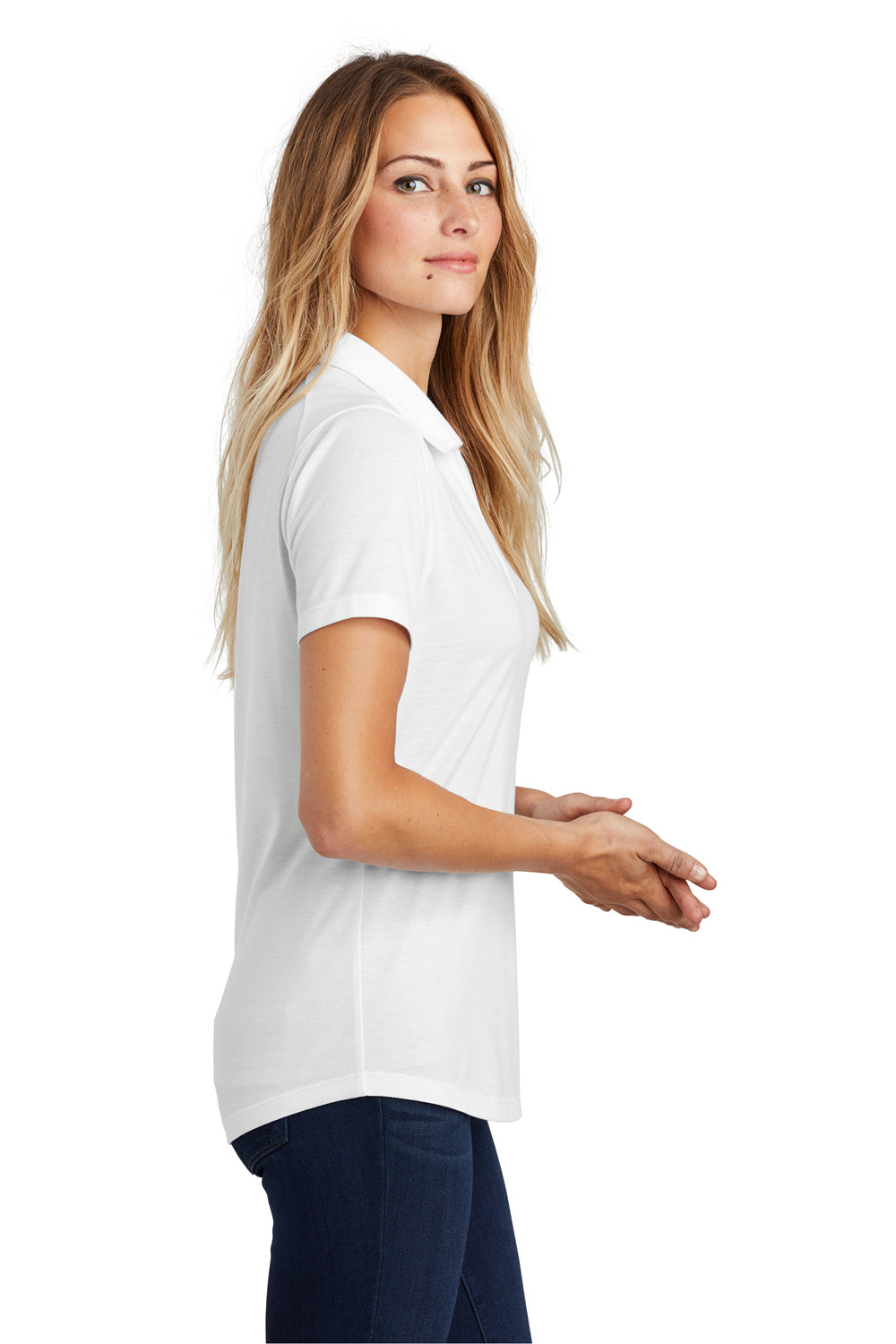 Sport-Tek LST405 Womens Moisture Wicking Short Sleeve Polo Shirt White Side