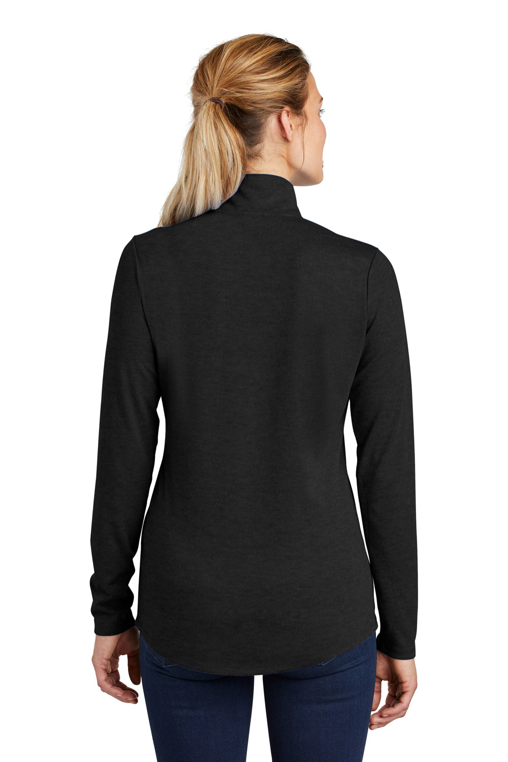 Sport-Tek LST407 Womens Moisture Wicking 1/4 Zip Sweatshirt Black Back