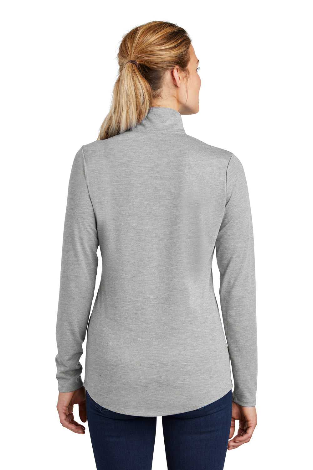 Sport-Tek LST407 Womens Moisture Wicking 1/4 Zip Sweatshirt Light Grey Back