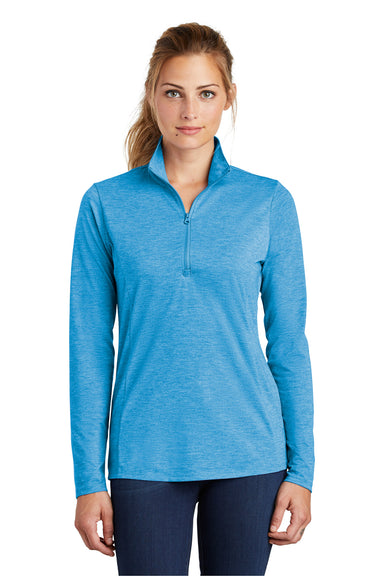 Sport-Tek LST407 Womens Moisture Wicking 1/4 Zip Sweatshirt Pond Blue Front