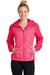 Sport-Tek LST40 Womens Wind & Water Resistant Full Zip Hooded Jacket Fuchsia Pink Front