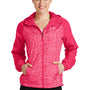 Sport-Tek Womens Wind & Water Resistant Full Zip Hooded Jacket - Heather Raspberry Pink/Raspberry Pink - Closeout