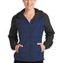 Sport-Tek Womens Wind & Water Resistant Full Zip Hooded Jacket - Heather True Royal Blue/Black - Closeout