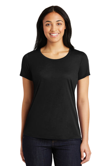 Sport-Tek LST450 Womens Competitor Moisture Wicking Short Sleeve Scoop Neck T-Shirt Black Front