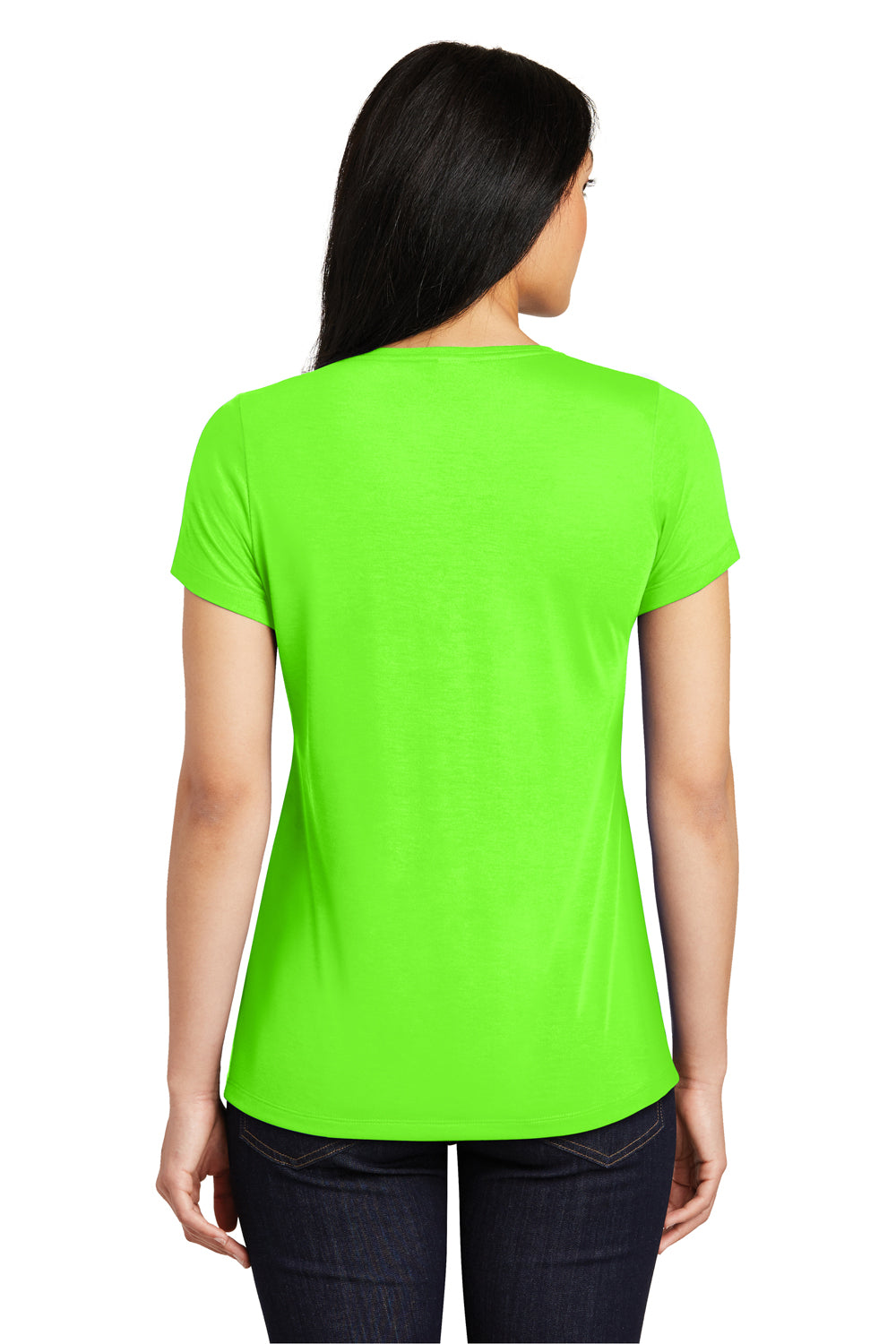 Sport-Tek LST450 Womens Competitor Moisture Wicking Short Sleeve Scoop Neck T-Shirt Neon Green Back