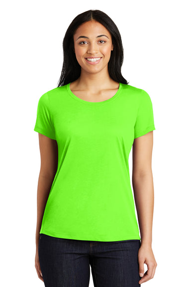 Sport-Tek LST450 Womens Competitor Moisture Wicking Short Sleeve Scoop Neck T-Shirt Neon Green Front