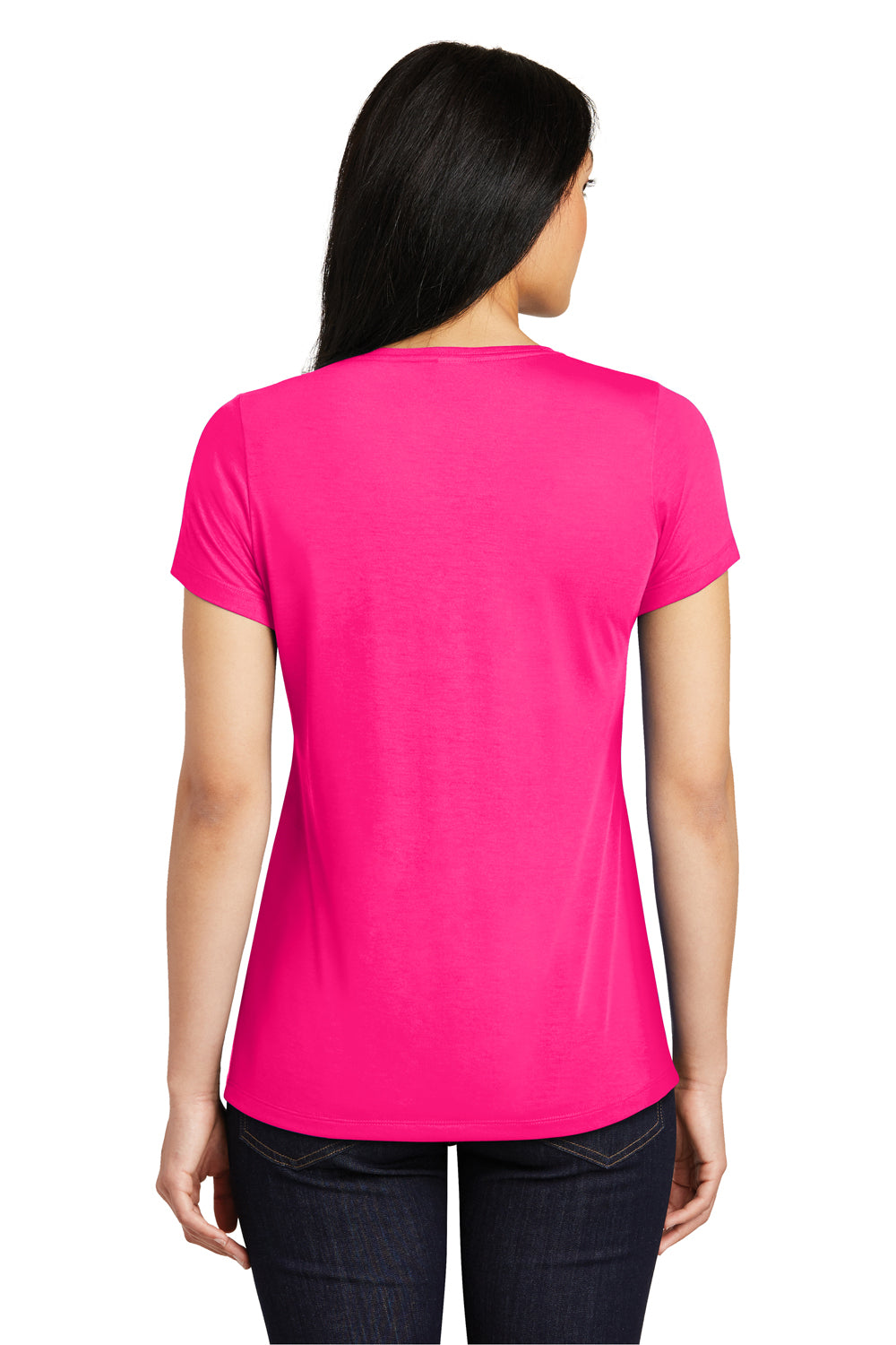 Sport-Tek LST450 Womens Competitor Moisture Wicking Short Sleeve Scoop Neck T-Shirt Neon Pink Back