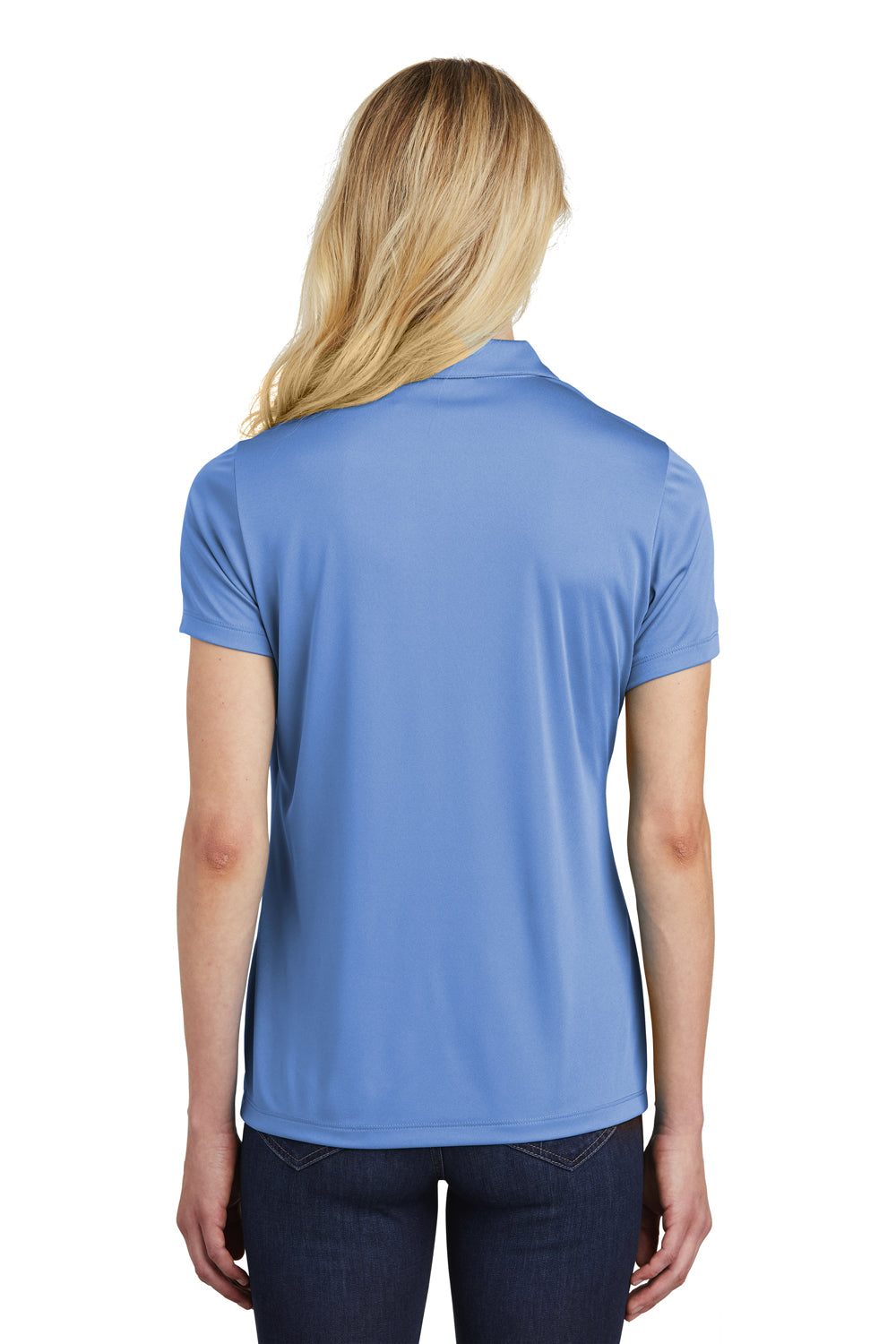 Sport-Tek LST550 Womens Competitor Moisture Wicking Short Sleeve Polo Shirt Carolina Blue Back