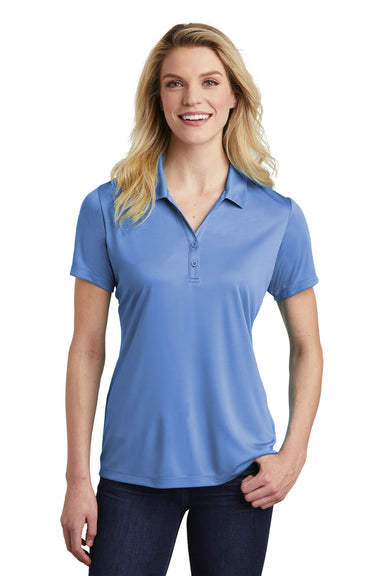 Sport-Tek LST550 Womens Competitor Moisture Wicking Short Sleeve Polo Shirt Carolina Blue Front
