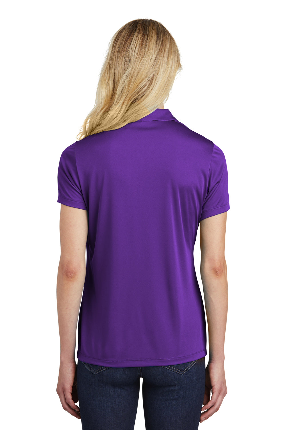 Sport-Tek LST550 Womens Competitor Moisture Wicking Short Sleeve Polo Shirt Purple Back