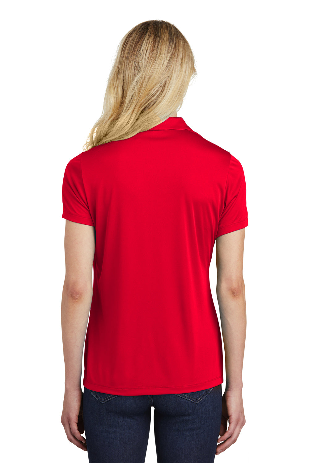 Sport-Tek LST550 Womens Competitor Moisture Wicking Short Sleeve Polo Shirt Red Back