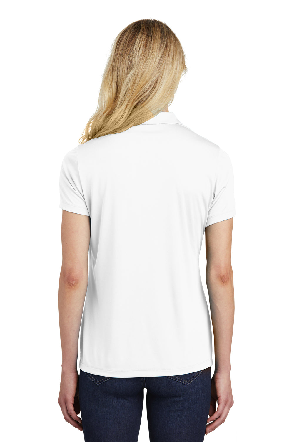 Sport-Tek LST550 Womens Competitor Moisture Wicking Short Sleeve Polo Shirt White Back