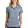 Sport-Tek Womens Electric Heather Moisture Wicking Short Sleeve Polo Shirt - True Navy Blue Electric