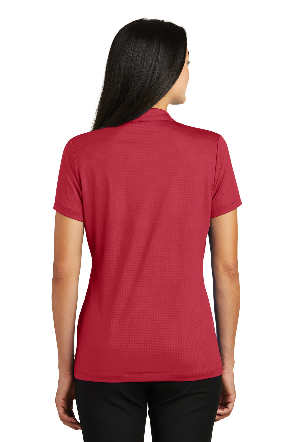 Sport-Tek LST630 Womens Tough Moisture Wicking Short Sleeve Polo Shirt Red Back
