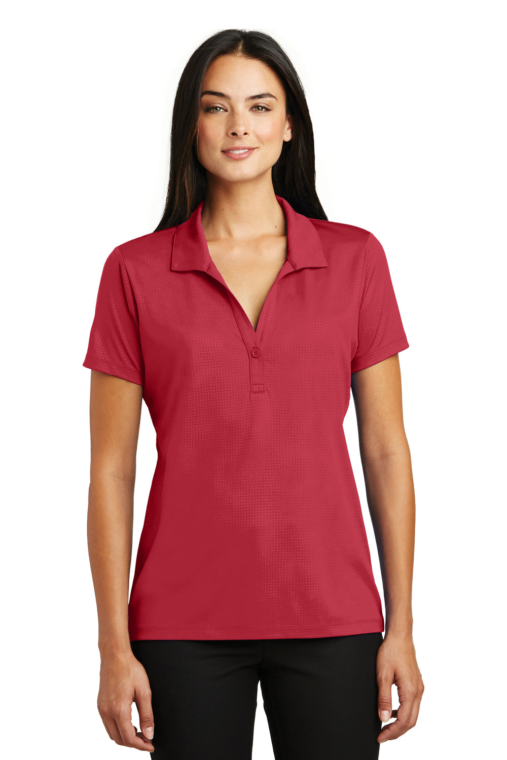 Sport-Tek LST630 Womens Tough Moisture Wicking Short Sleeve Polo Shirt Red Front