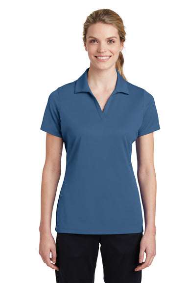 Sport-Tek LST640 Womens RacerMesh Moisture Wicking Short Sleeve Polo Shirt Dawn Blue Front