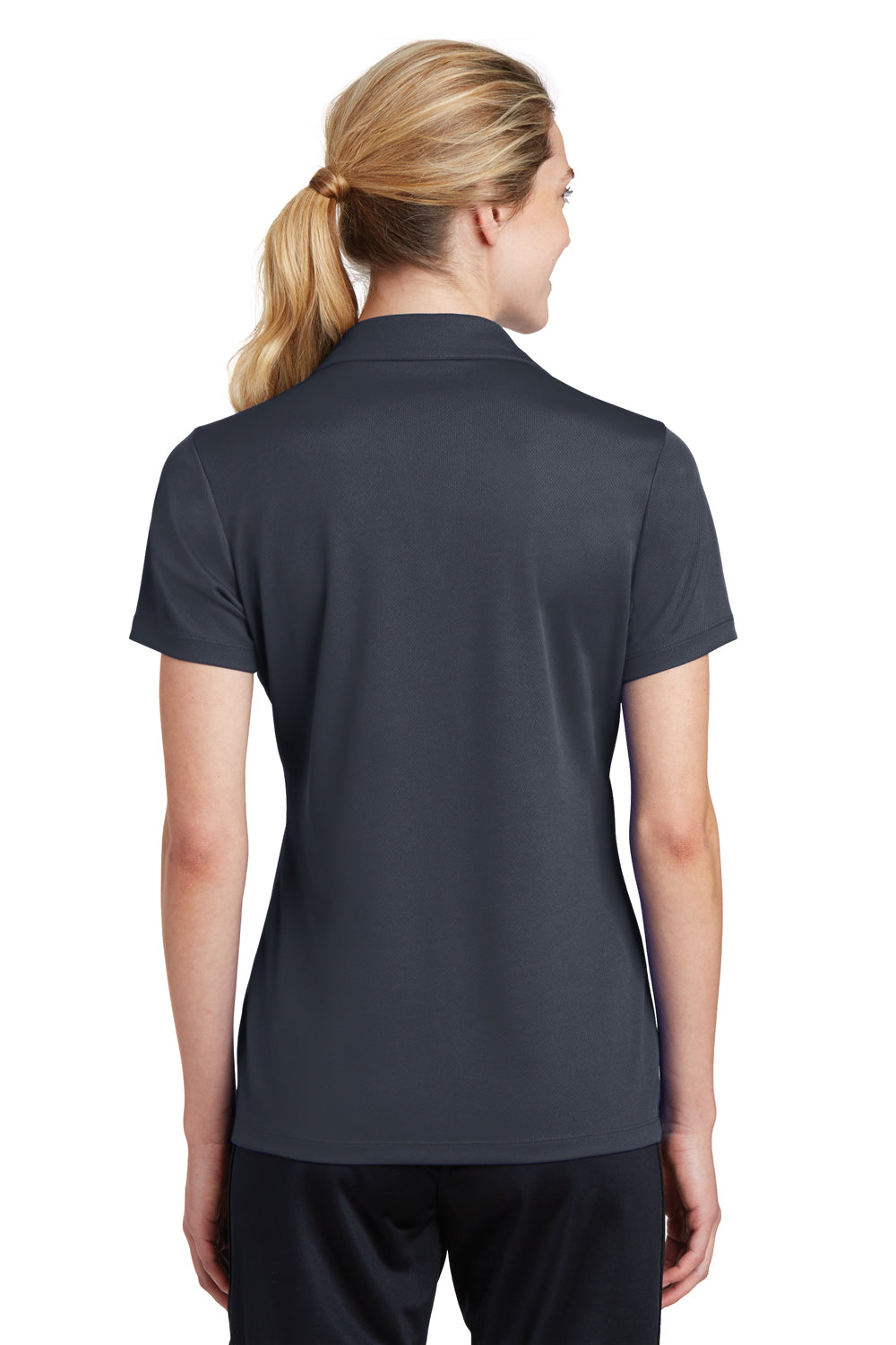 Sport-Tek LST640 Womens RacerMesh Moisture Wicking Short Sleeve Polo Shirt Graphite Grey Back