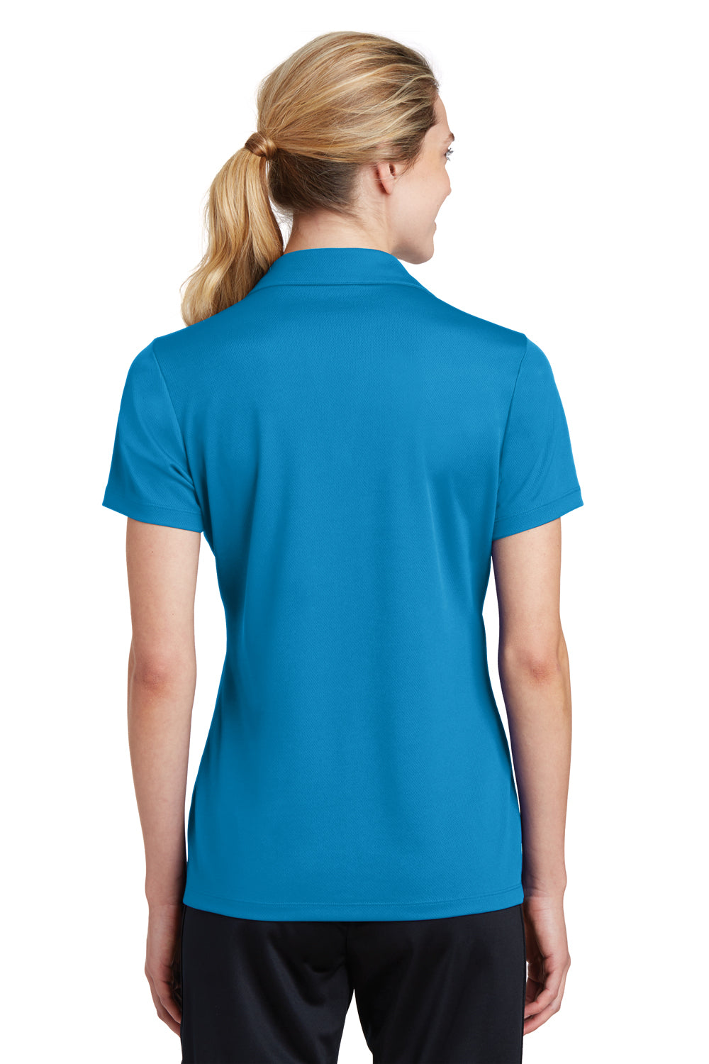 Sport-Tek LST640 Womens RacerMesh Moisture Wicking Short Sleeve Polo Shirt Pond Blue Back