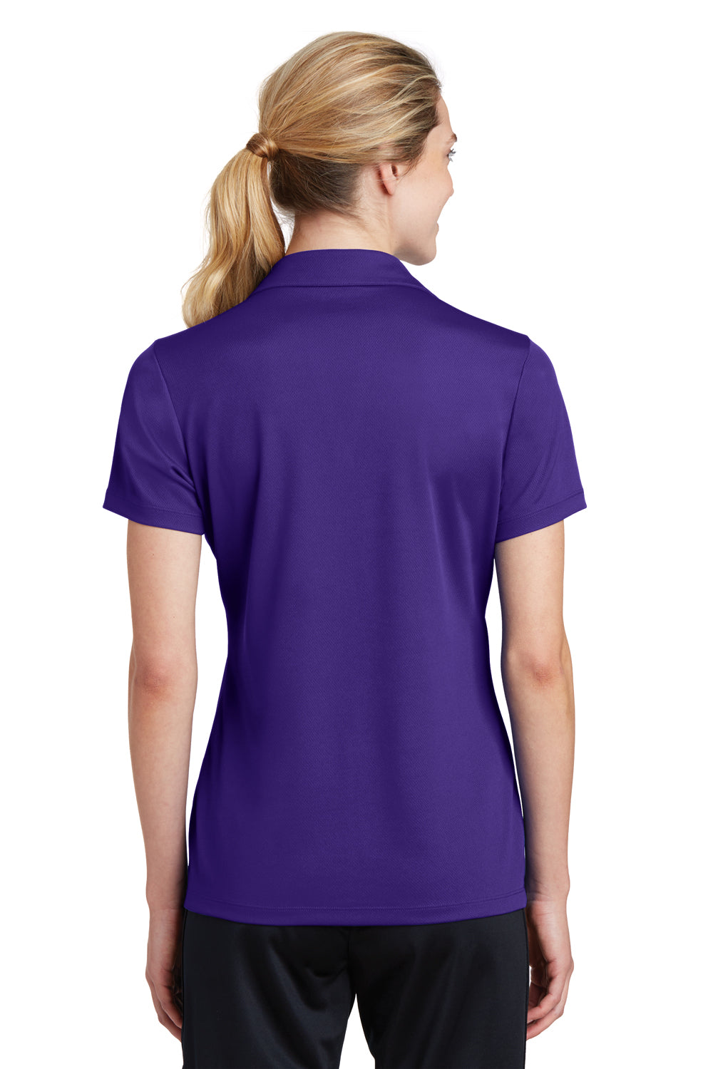 Sport-Tek LST640 Womens RacerMesh Moisture Wicking Short Sleeve Polo Shirt Purple Back
