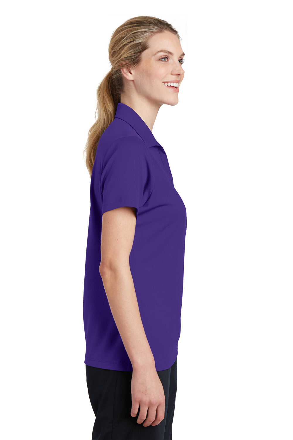 Sport-Tek LST640 Womens RacerMesh Moisture Wicking Short Sleeve Polo Shirt Purple Side