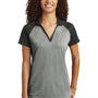 Sport-Tek Womens RacerMesh Moisture Wicking Short Sleeve Polo Shirt - Heather Grey/Black