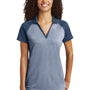Sport-Tek Womens RacerMesh Moisture Wicking Short Sleeve Polo Shirt - Heather True Navy Blue/True Navy Blue