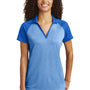 Sport-Tek Womens RacerMesh Moisture Wicking Short Sleeve Polo Shirt - Heather True Royal Blue/True Royal Blue