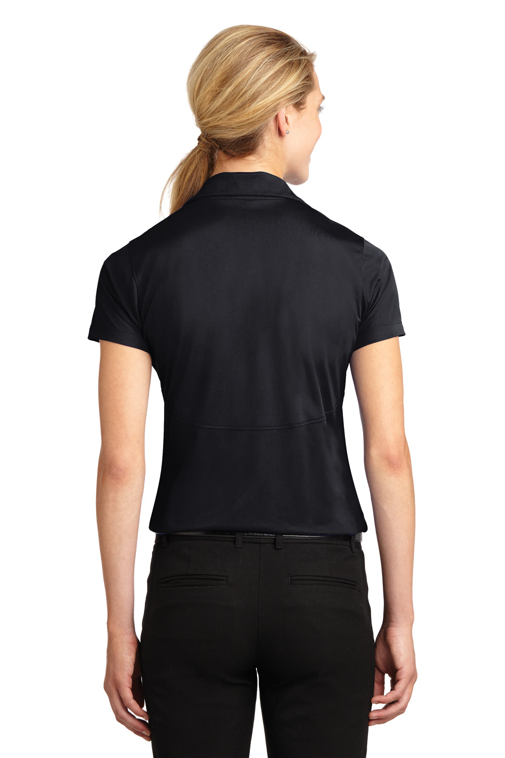 Sport-Tek LST650 Womens Sport-Wick Moisture Wicking Short Sleeve Polo Shirt Black Back
