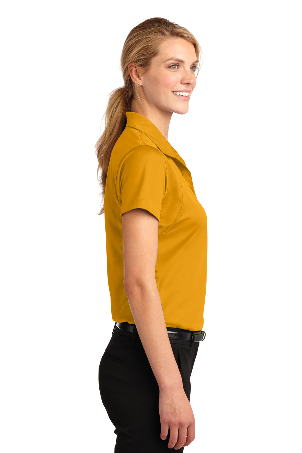 Sport-Tek LST650 Womens Sport-Wick Moisture Wicking Short Sleeve Polo Shirt Gold Side