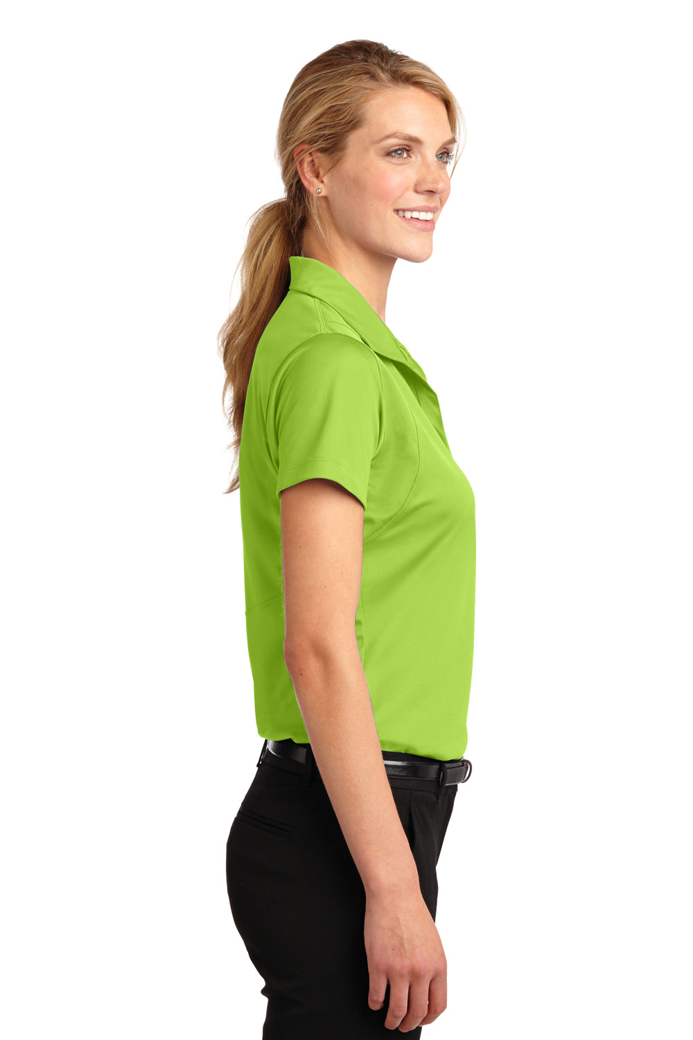 Sport-Tek LST650 Womens Sport-Wick Moisture Wicking Short Sleeve Polo Shirt Lime Green Side