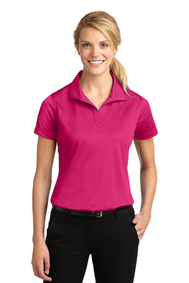 Sport-Tek LST650 Womens Sport-Wick Moisture Wicking Short Sleeve Polo Shirt Fuchsia Pink Front