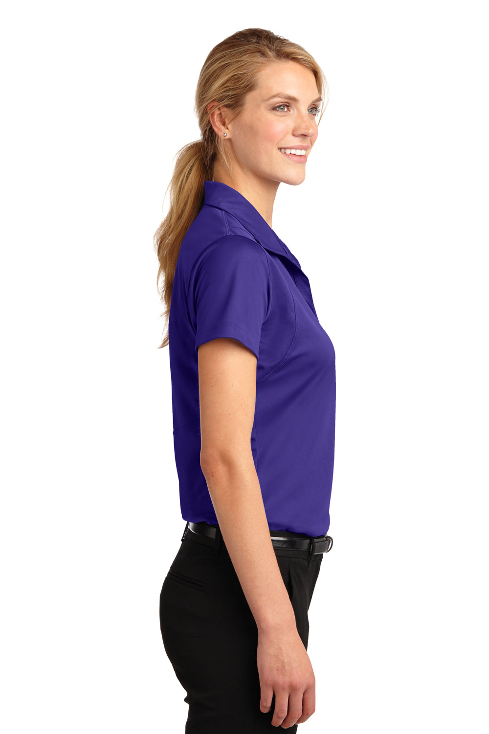 Sport-Tek LST650 Womens Sport-Wick Moisture Wicking Short Sleeve Polo Shirt Purple Side