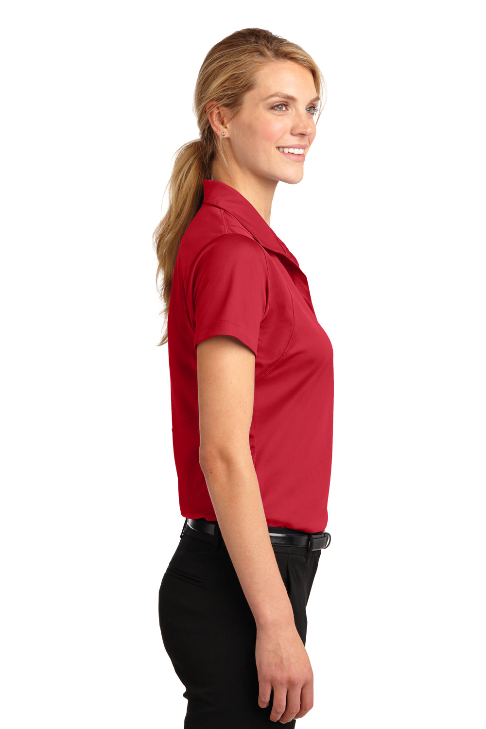 Sport-Tek LST650 Womens Sport-Wick Moisture Wicking Short Sleeve Polo Shirt Red Side