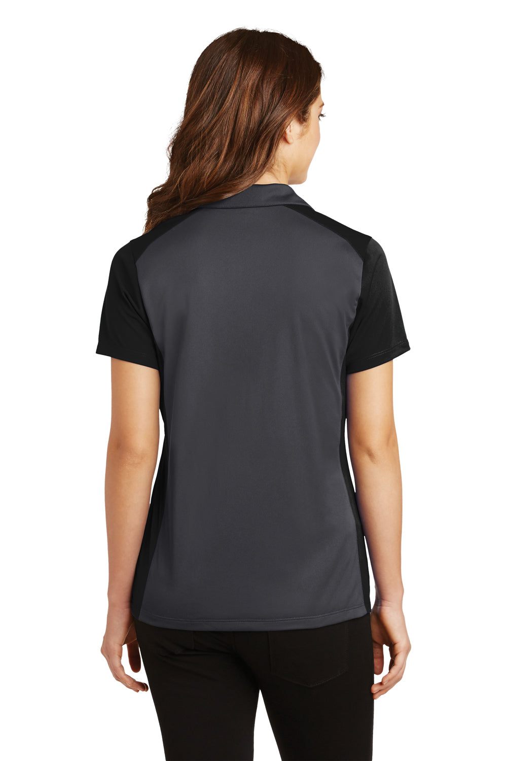 Sport-Tek LST652 Womens Sport-Wick Moisture Wicking Short Sleeve Polo Shirt Iron Grey/Black Back