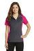 Sport-Tek LST652 Womens Sport-Wick Moisture Wicking Short Sleeve Polo Shirt Iron Grey/Fuchsia Pink Front