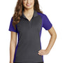 Sport-Tek Womens Sport-Wick Moisture Wicking Short Sleeve Polo Shirt - Iron Grey/Purple