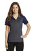 Sport-Tek LST652 Womens Sport-Wick Moisture Wicking Short Sleeve Polo Shirt Iron Grey/Navy Blue Front