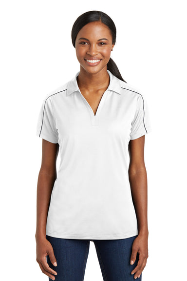 Sport-Tek LST653 Womens Sport-Wick Moisture Wicking Short Sleeve Polo Shirt White/Grey Front