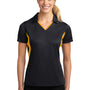 Sport-Tek Womens Sport-Wick Moisture Wicking Short Sleeve Polo Shirt - Black/Gold