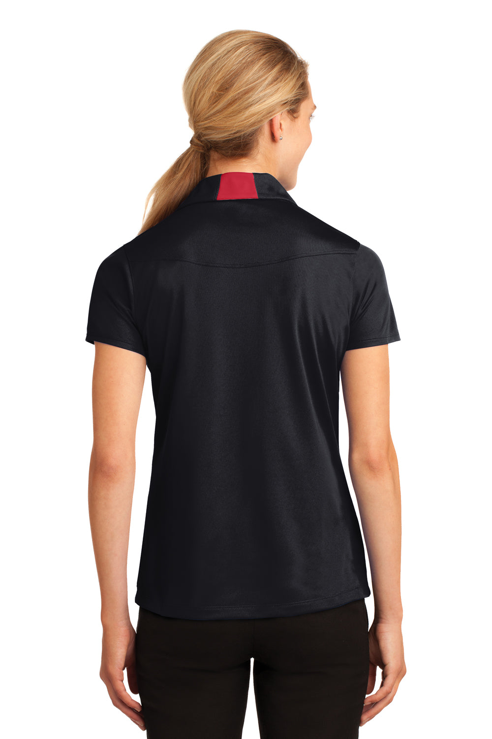 Sport-Tek LST655 Womens Sport-Wick Moisture Wicking Short Sleeve Polo Shirt Black/Red Back