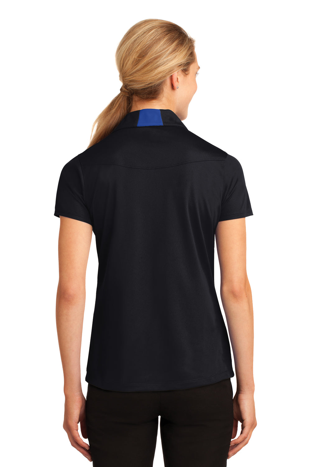 Sport-Tek LST655 Womens Sport-Wick Moisture Wicking Short Sleeve Polo Shirt Black/Royal Blue Back