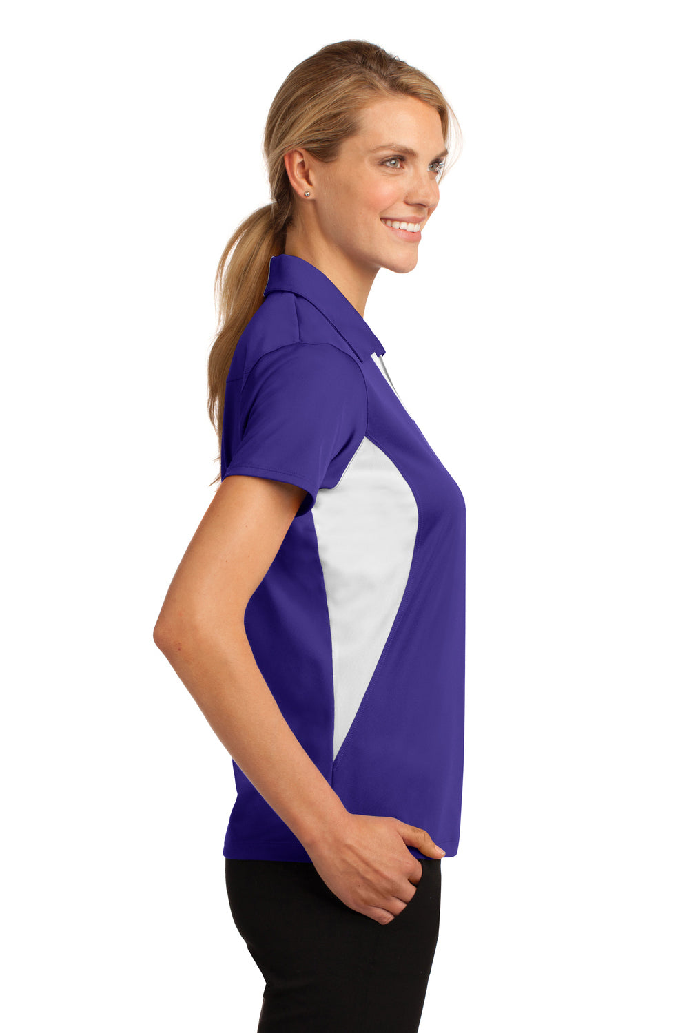 Sport-Tek LST655 Womens Sport-Wick Moisture Wicking Short Sleeve Polo Shirt Purple Side