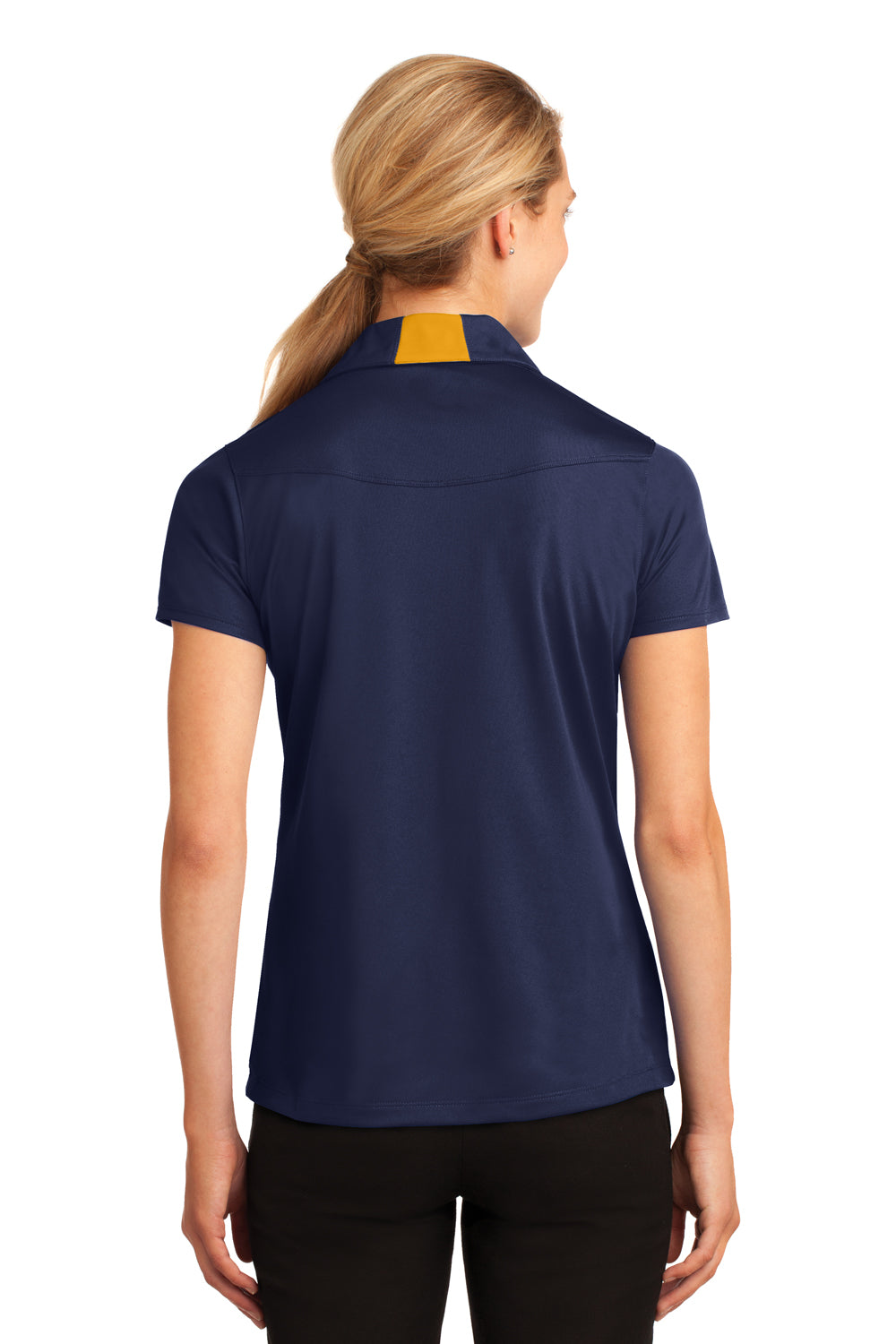 Sport-Tek LST655 Womens Sport-Wick Moisture Wicking Short Sleeve Polo Shirt Navy Blue/Gold Back