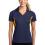 Sport-Tek Womens Sport-Wick Moisture Wicking Short Sleeve Polo Shirt - True Navy Blue/Gold
