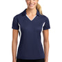 Sport-Tek Womens Sport-Wick Moisture Wicking Short Sleeve Polo Shirt - True Navy Blue/White