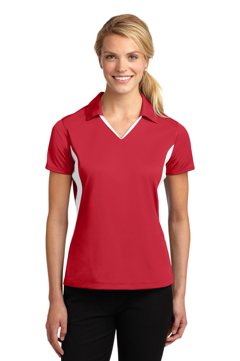 Sport-Tek LST655 Womens Sport-Wick Moisture Wicking Short Sleeve Polo Shirt Red Front