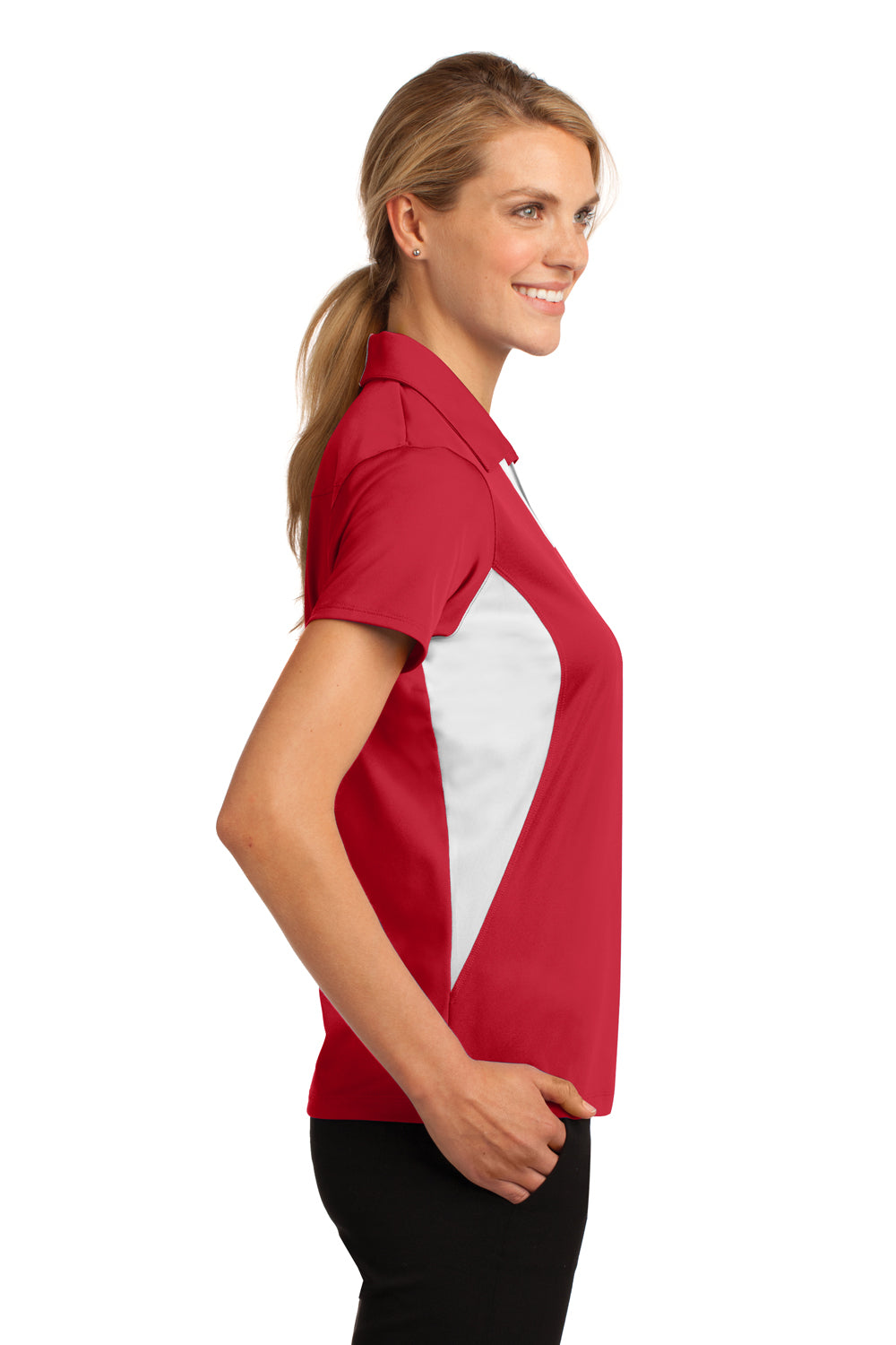 Sport-Tek LST655 Womens Sport-Wick Moisture Wicking Short Sleeve Polo Shirt Red Side
